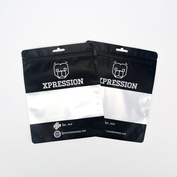 Custom Matte Black Printing Clothing Packaging Zip Lock Bag With A Clear Window