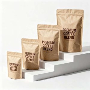 Self-standing coffee bag made of kraft paper