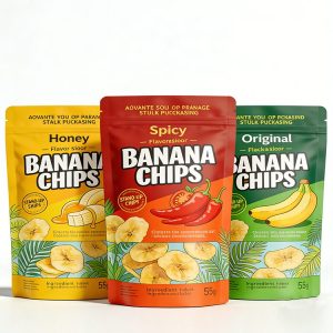 Self-standing zipper bag for banana slices