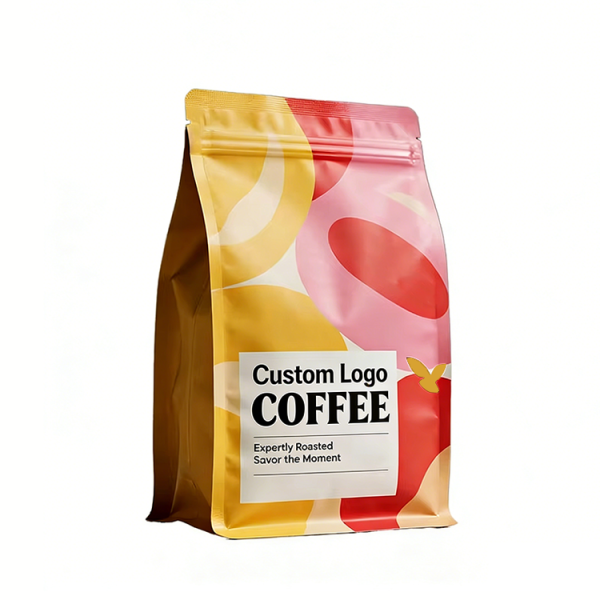 Zipper Sealed Standing Pouch For Coffee Bean Packaging